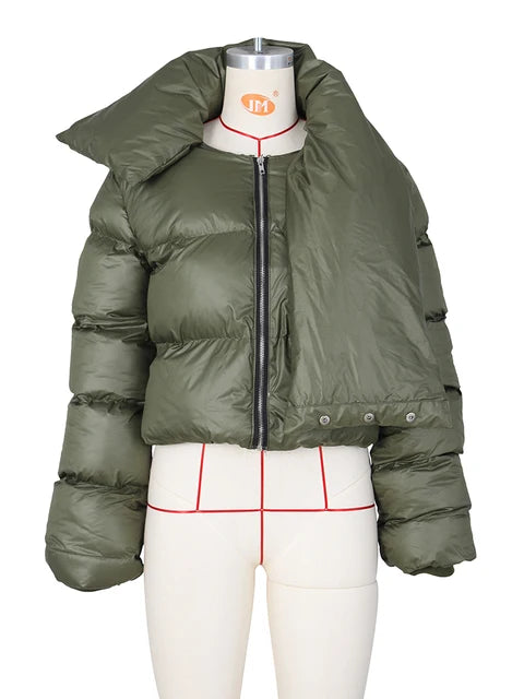 Beige Padded Jacket with scarf