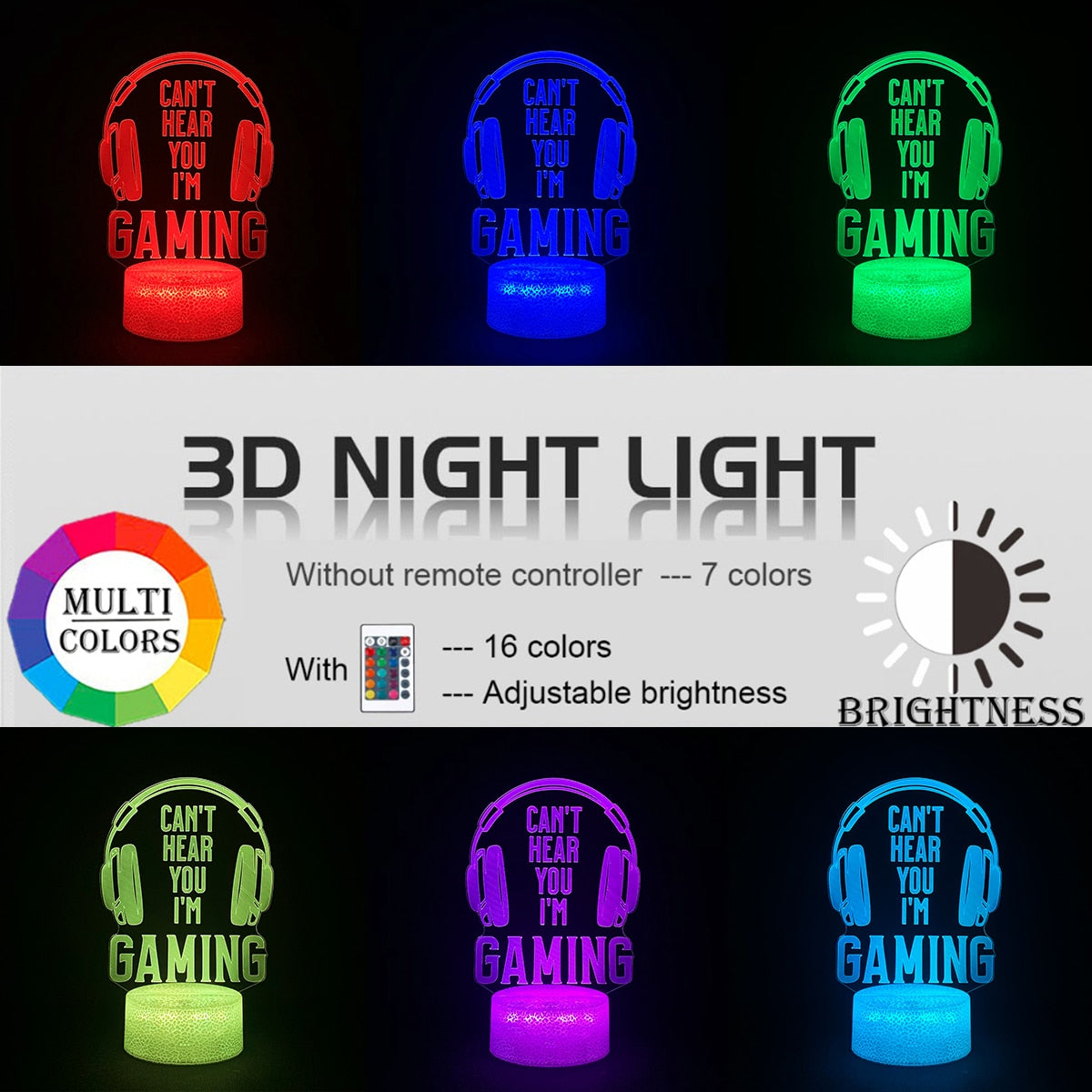 Lámpara RGB de configuración de juegos LED 3D