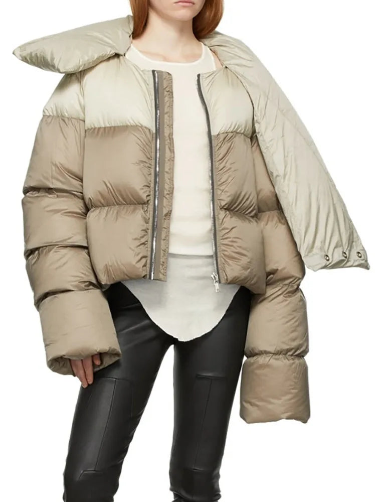 Beige Padded Jacket with scarf